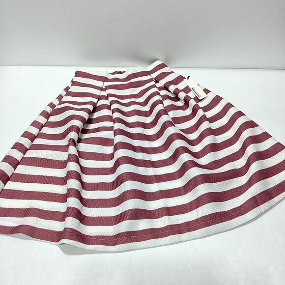Haute Monde Striped Pleated Skirt Mauve and White  NWT Size M - Picture 1 of 11
